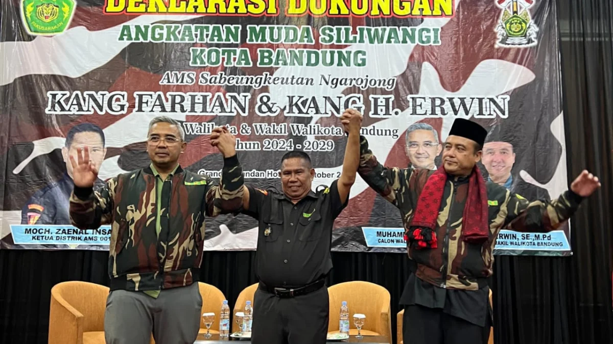 Organisasi Angkatan Muda Siliwangi ( AMS ) memberikan dukungannya kepada pasangan Muhammad Farhan – Erwin untuk jadi Wali Kota Bandung