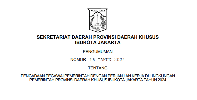 pengumuman Seleksi PPPK 2024 Pemprov DKI Jakarta/ Tangkap Layar bkddki.jakarta.go.id