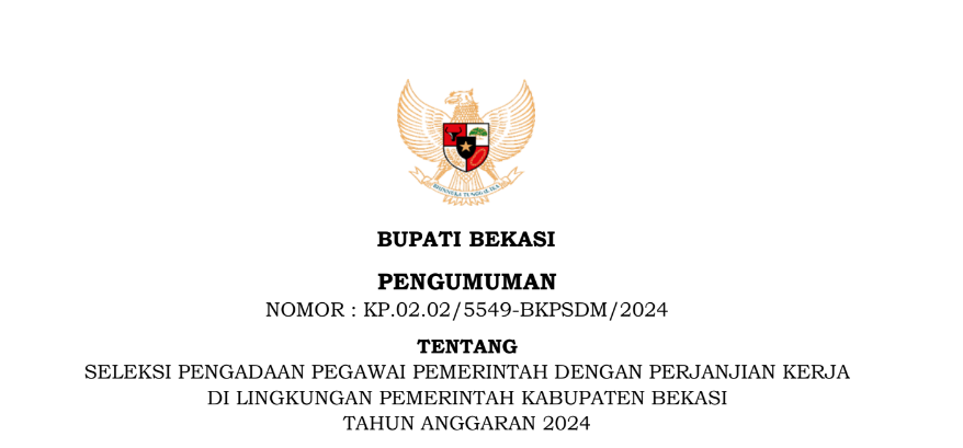 Pengumuman PPPK 2024 Kabupaten Bekasi/ Tangkap Layar bekasikab.go.id