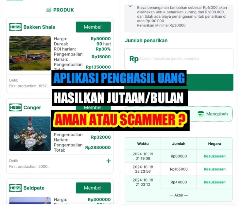 Hess Aplikasi Penghasil Uang, Apakah Terbukti Aman atau Penipuan Berkedok Investasi?