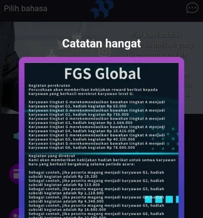 Aplikasi FGS Global Resmi Scam? Apakah Ini Penghasil Uang atau Penipuan Investasi Bodong?