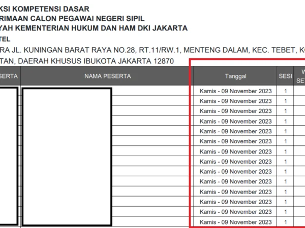 Contoh Pengumuman SKD CPNS Tahun 2023/ Dok. casn.kemenkumham.go.id