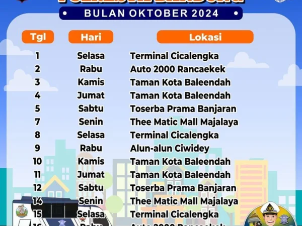 Jadwal SIM Keliling Si Jalak Polresta Bandung Periode 1 - 16 Oktober 2024 (Instagram @satlantas_polrestabandung)