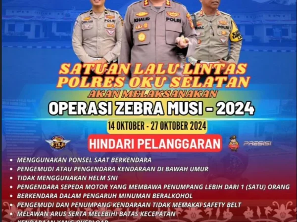 Jadwal & Target Pelanggaran OPERASI ZEBRA MUSI 2024 Wilayah Polda Sumatera Selatan