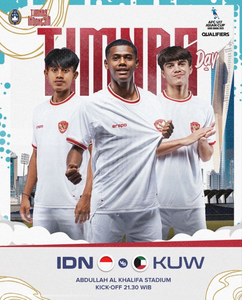 LINK STREAMING Timnas Indonesia  U-17 vs Kuwait U-17 Hari Ini, 23 Oktober 2024