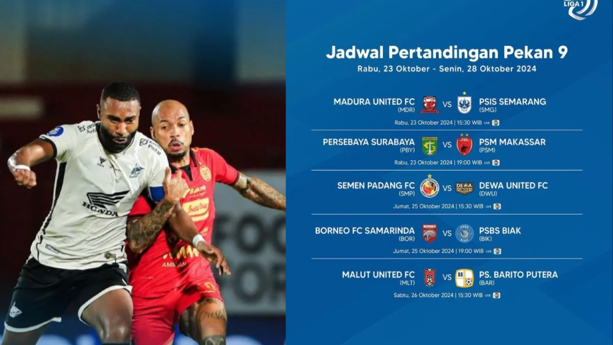 Jadwal Pekan Ke-9 BRI Liga 1 2024/2025, Catat Tanggalnya!