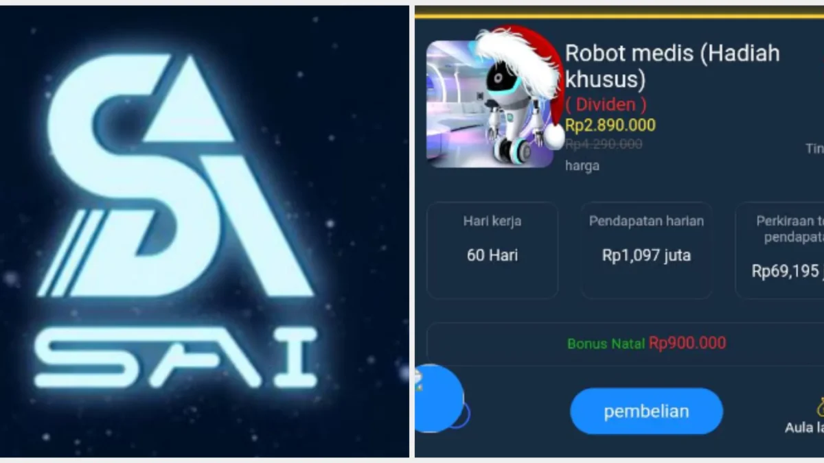 Aplikasi SAI Robot Gencar Promo 60 Hari, Benarkah Pertanda SCAM?/ Kolase Facebook