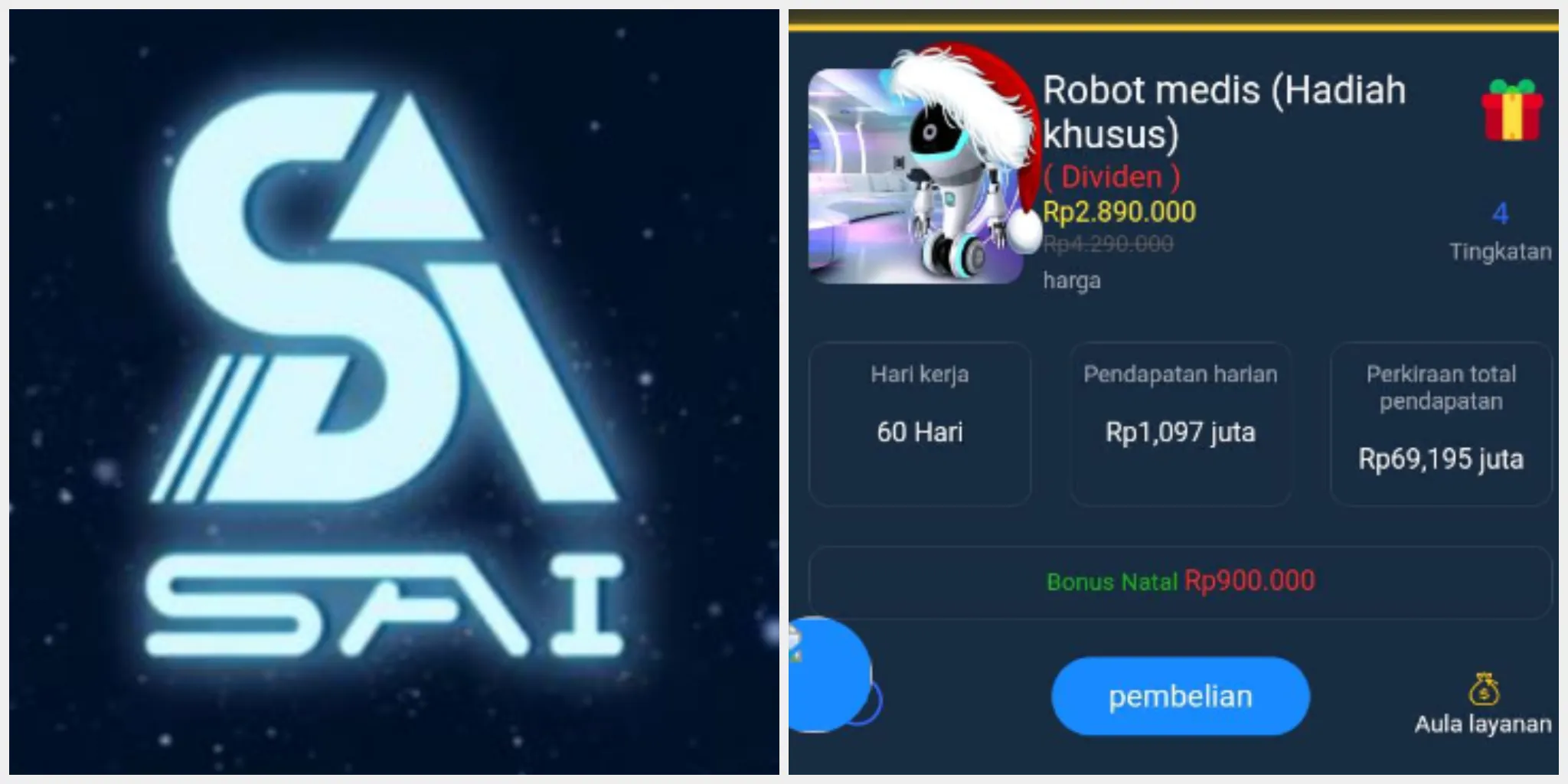 Aplikasi SAI Robot Gencar Promo 60 Hari, Benarkah Pertanda SCAM?/ Kolase Facebook