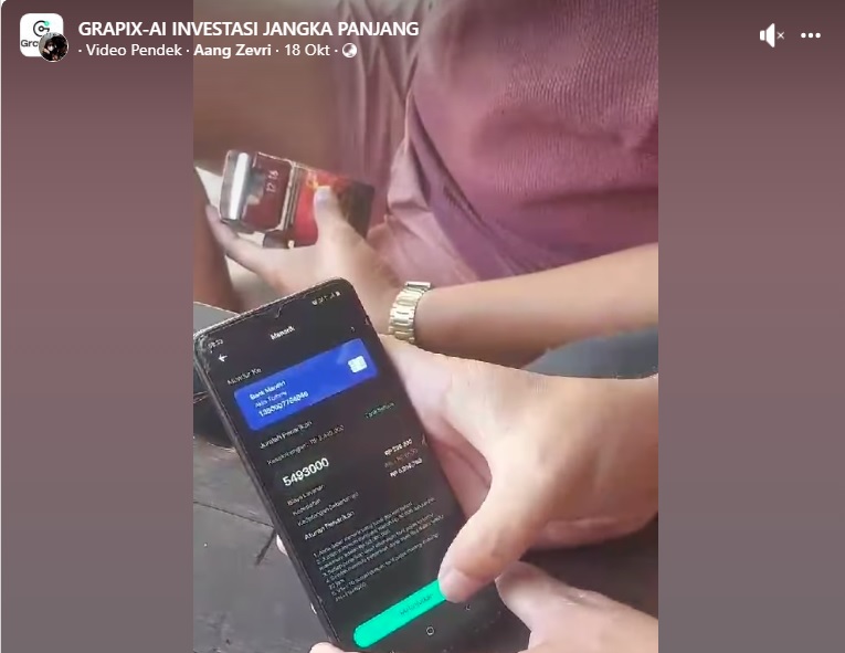 Video member Grapix AI yang melakukan Verifikasi akun.