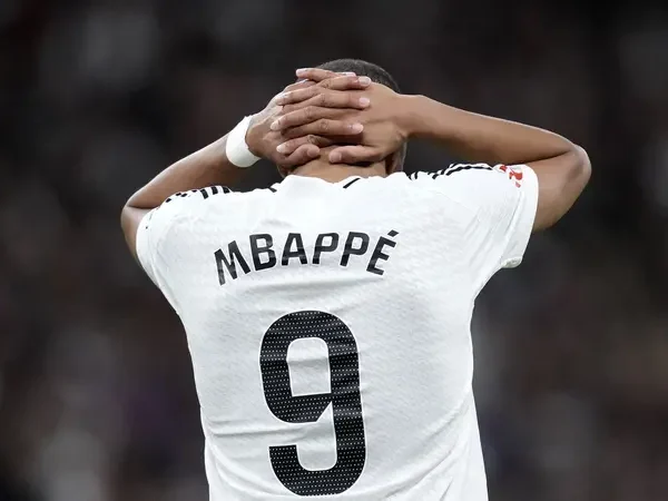 Penyerang Real Madrid, Kylian Mbappe. (AP Photo/Bernat Armangue)