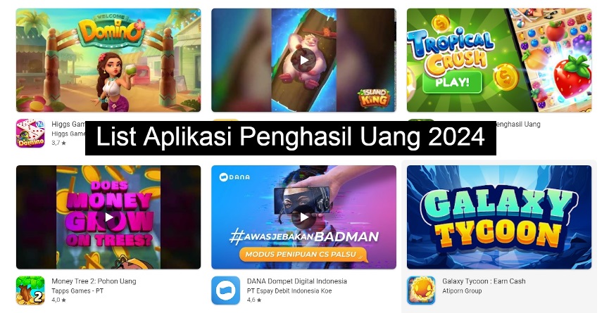 Daftra list aplikasi penghasil uang 2024 resmi.