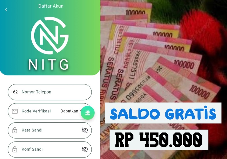 Saldo Gratis Rp450.000 dari aplikasi penghasil uang