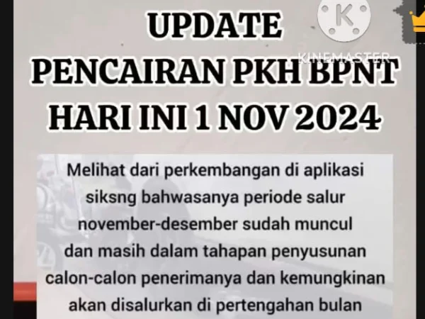 Pemerintah melalui Kemensos segera mencairkan bansos PKH dan BPNT untuk periode 1 November-Desember 2024. Cek penerimanaya disini!