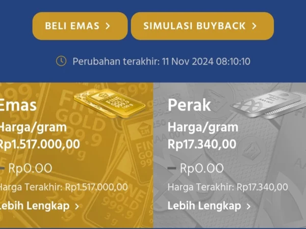 Harga emas Antam hari ini pertanggal 11 November 2024 tidak mengalami perubahan signifikan masih di harga Rp1,517,000.(foto:facebook)