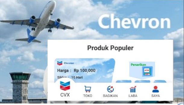 Aplikasi penghasil uang Chevron yang sduah berumur 2 tahun.