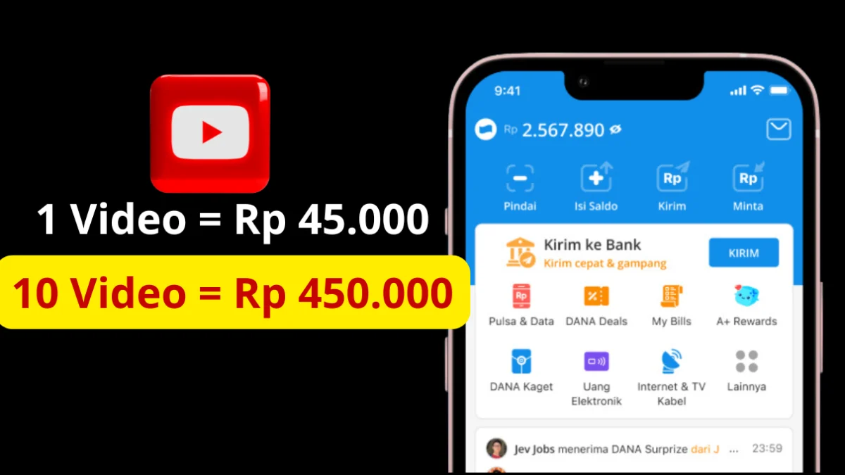 Buktikan Sendiri! Nonton 1 Video Dapat Saldo Rp 45.000 Masuk Ewallet Gratis