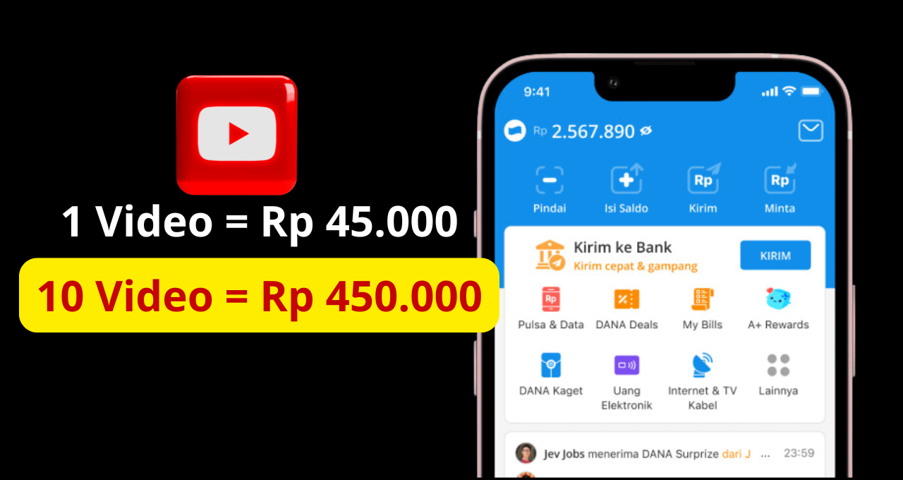 Buktikan Sendiri! Nonton 1 Video Dapat Saldo Rp 45.000 Masuk Ewallet Gratis