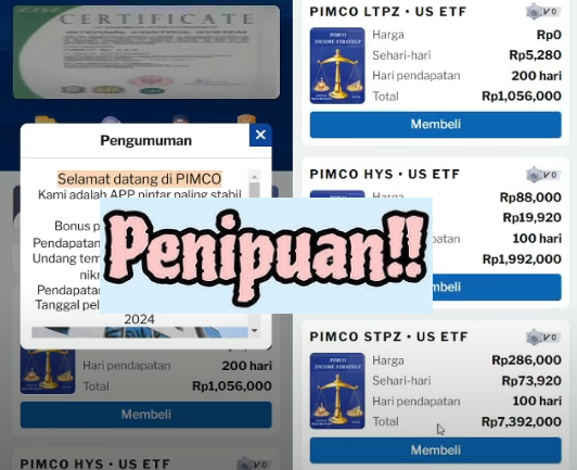 Ini Fakta Aplikasi Pimco adalah Penipuan Investasi Bodong