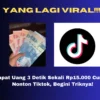 Penasaran gimana cara dapat uang 3 detik sekai hanya nonton Tiktok? Cara ini terbilang baru dan bisa dicairkan ke saldo DANA. BEgini triknya!