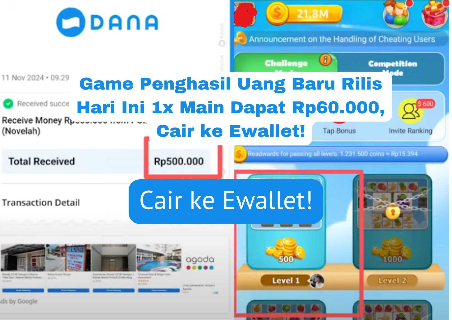 Berikut game penghasil uang baru rilis di November 2024, 1x main dapat Rp60.000 dan 10x main dapat Rp600.000. Langsung cair ke ewallet!