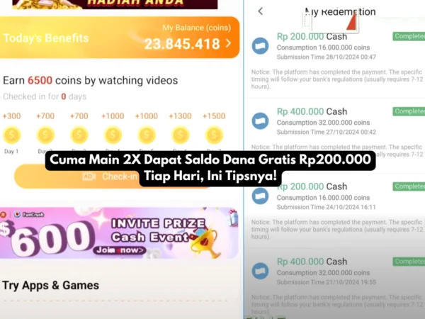 Temukan cara mudah untuk dapat saldo Dana gratis hanya dengan memainkan 2x aplikasi penghasil uang terupdate 2024. Ini tipsnya untuk pemula!