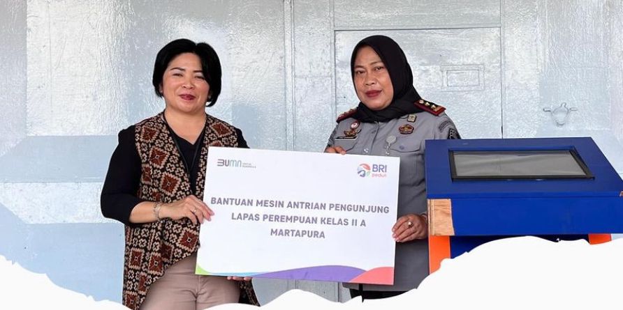 Lapas Perempuan Martapura menerima bantuan Mesin Antrean dari Bank Rakyat Indonesia (BRI) Kantor Cabang Martapura.