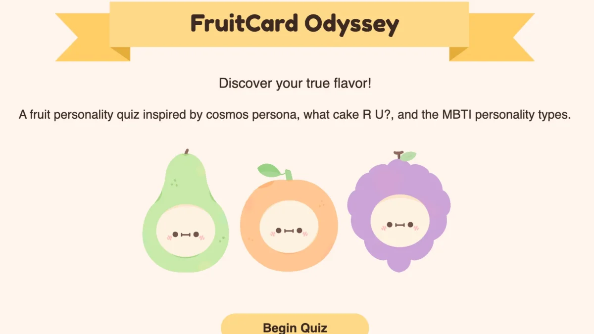 Link Tes Personality Quiz FruitCard Odyssey, Ikuti dan Cari Tahu Kamu Termasuk Buah Apa?.