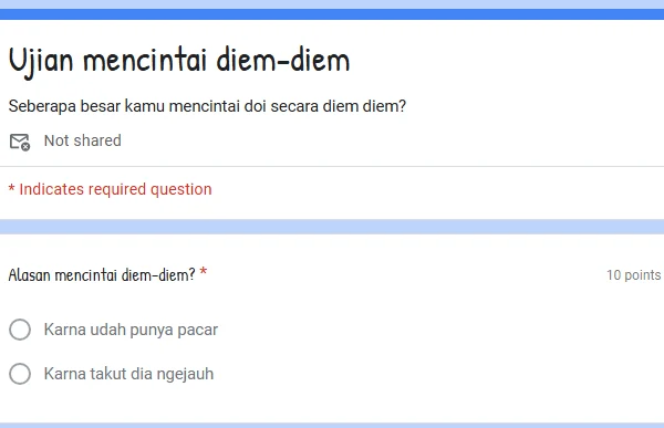 Link Tes Mencintai Diam-Diam Google Form Terbaru 2024 DISINI Gratis, Begini Cara Mainnya