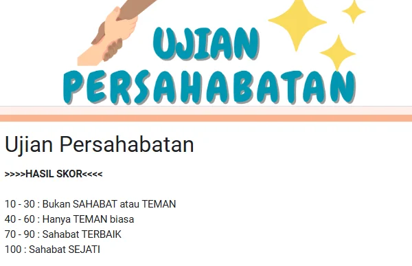 Link Tes Ujian Persahabatan Google Form/ Tangkap Layar Google Form