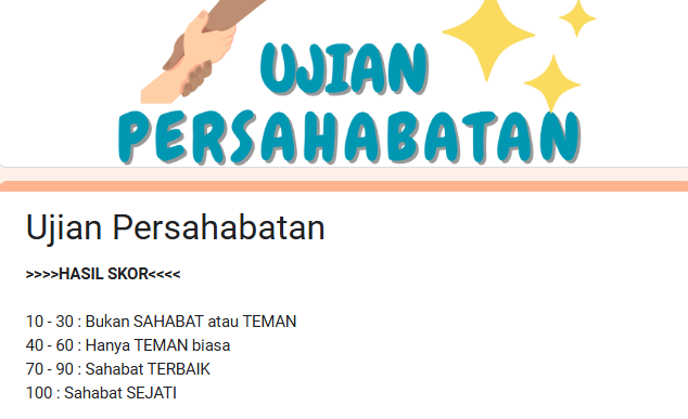 Link Tes Ujian Persahabatan Google Form/ Tangkap Layar Google Form