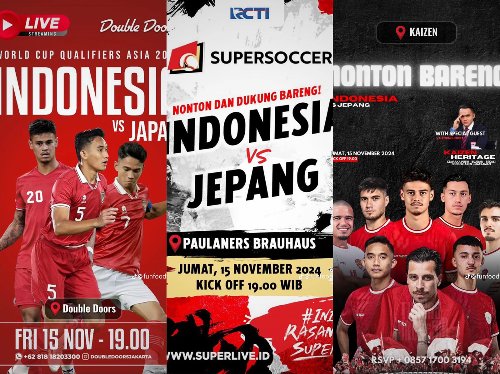 50+ Tempat Nobar Indonesia vs Jepang di Jakarta, Hari ini, 15 November 2024