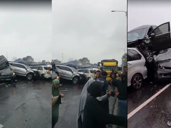 Kecelakaan beruntun di Tol Purbaleunyi hari ini, Senin, 11 November 2024. Foto:-tangkapan layar-Radarcirebon.com