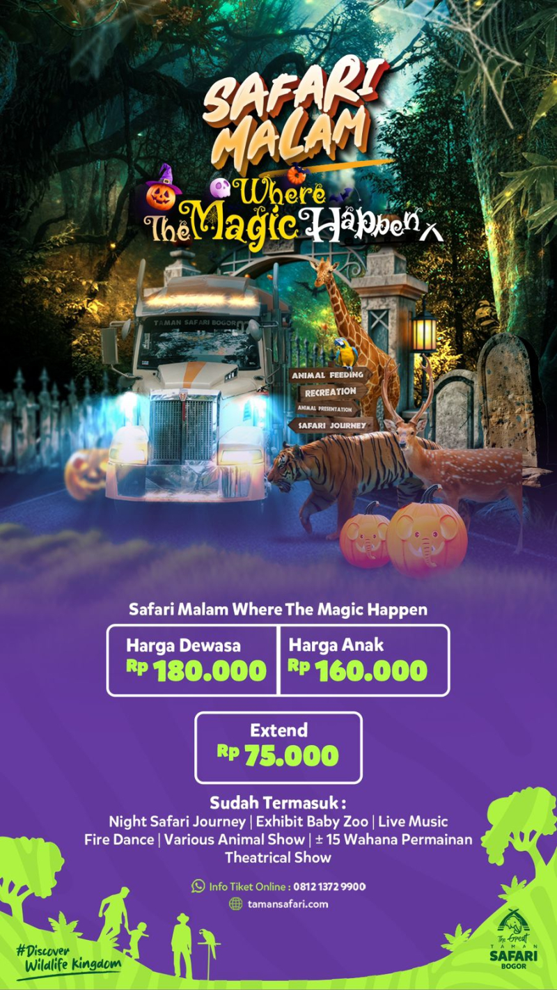 Safari Malam di Taman Safari Bogor Edisi Spesial Penutupan Halloween 2024, Catat Harga Tiket Masuknya!