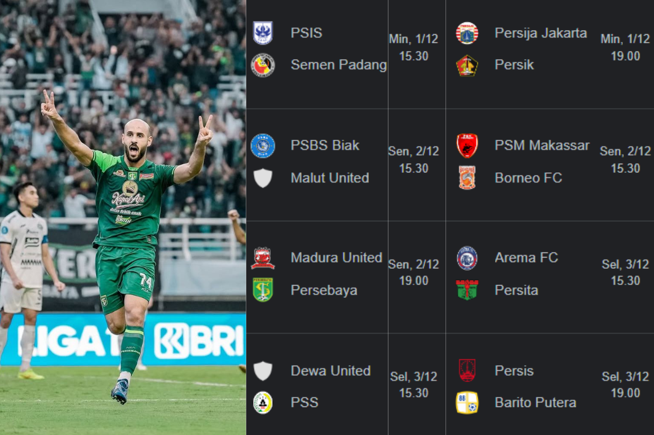 Jadwal Lengkap Pertandingan Pekan Ke-12 BRI Liga 1 2024/2025