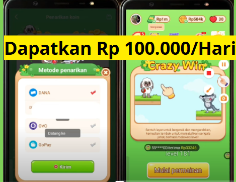 Cair Rp 100.000 per Hari, Begini Cara Dapat Uang dari Game Crazy Win yang Terbukti Membayar di 2024