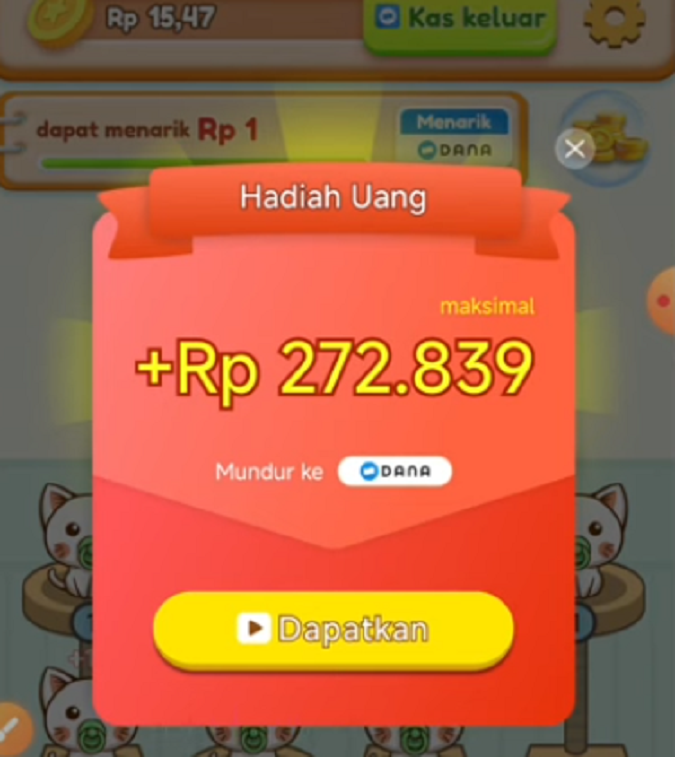 Mainkan 1x Dapetin Saldo Rp272.000 Ribu Perhari dari Game Receh, Cair ke Dompet Elektronik DANA Gratis