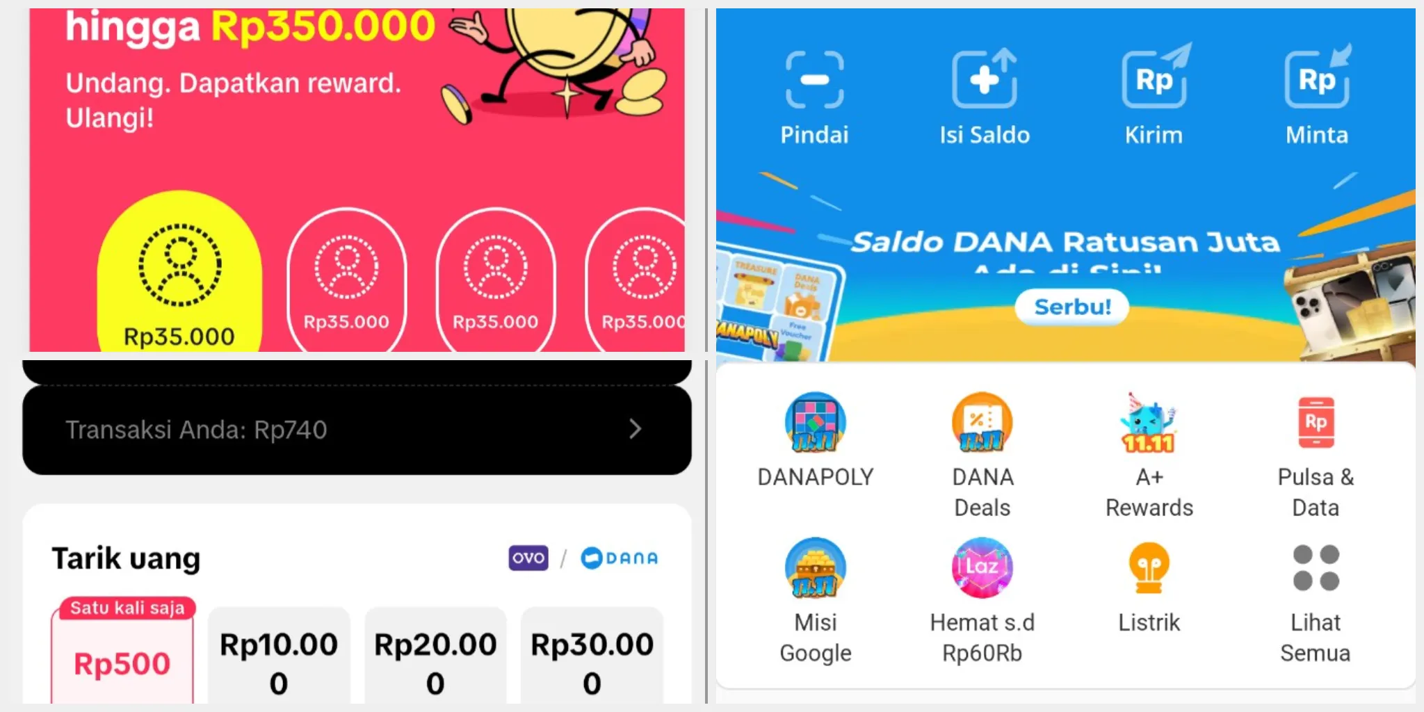 Kolase Misi Menghasilkan Saldo Gratis yang Bisa Cair ke DANA dengan Bagikan Kode Undangan Teman/ Kolase Aplikasi TikTok dan DANA/JabarEkspres.com