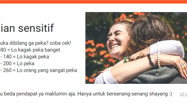 Link Tes Ujian Kepekaan Google Form DISINI Gratis, Benarkah Cinta Sejati Bakal Bertemu di Usia 27-35 Tahun?  