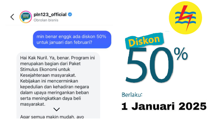 Begini Cara Dapat Diskon 50% bayar Listrik Januari-Februari 2025