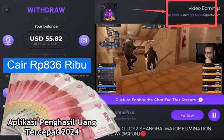 5 Menit nonton Game langsung dapat uang dari APlikasi PNgehasil uang tercepat 2024.