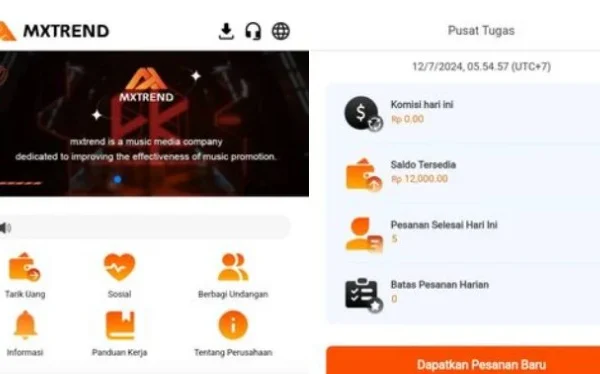 Aplikasi investasi MXTrend yang diduga mencatut nama platform terkenal.