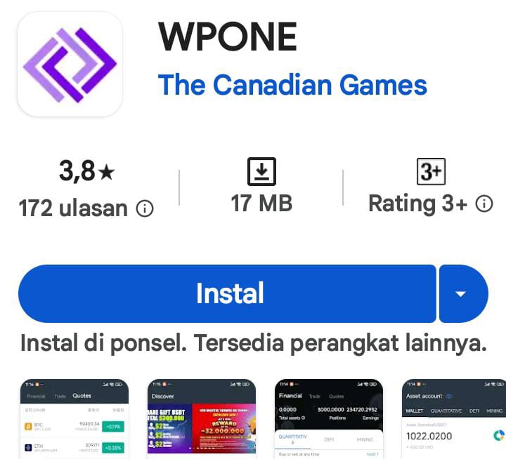 Aplikasi WPONE yang ternyata ada di Google Play Store.