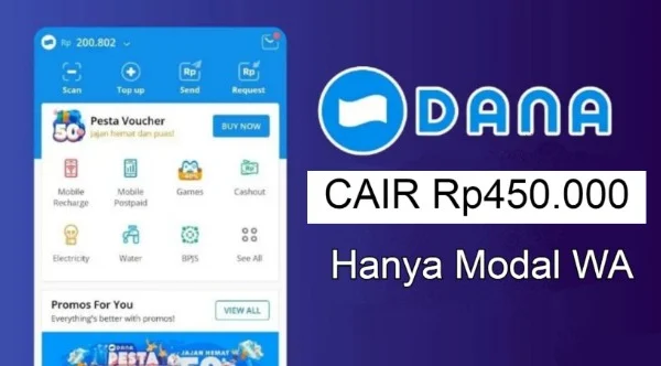 Saldo DANA gratis cair hingga Rp450.000.