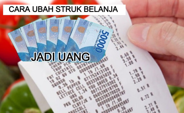 Ilustrasi cara ubah struk belanja enajdi uang di Aplikasi penghasil uang.