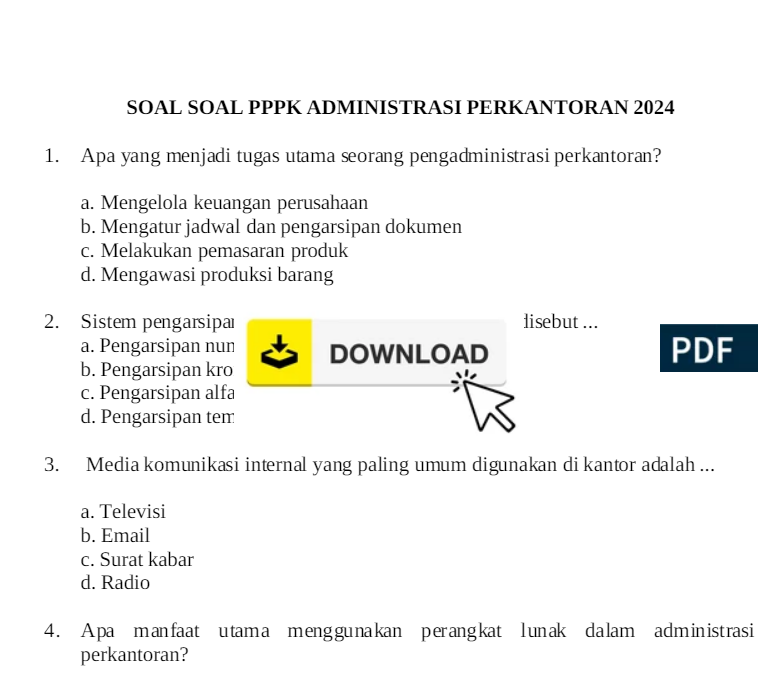 Link Download PDF Beserta Kisi-kisi Materi Pokok Latihan CAT