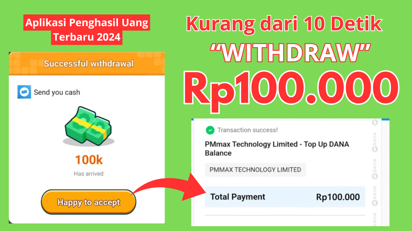 Kurang dari 10 Detik WITHDRAW Rp100.000 di Aplikasi Penghasil Uang Terbaru 2024