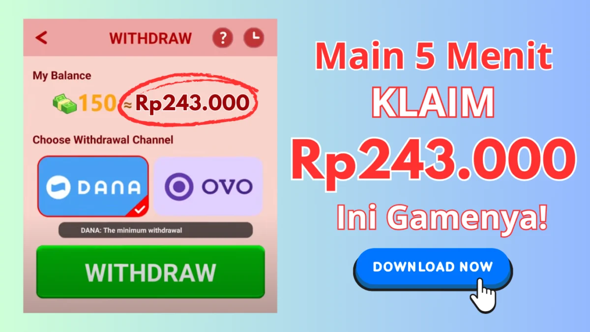 Main 5 Menit Dikirim Saldo Rp243.000 Gratis di Game Penghasil Uang 2024