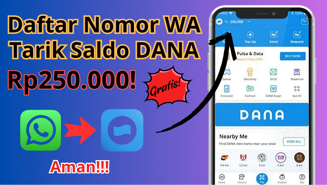 Daftar dengan Nomor WA Tarik Saldo DANA Rp250.000 Gratis Langsung Cair ke Akun Kamu, Lho!