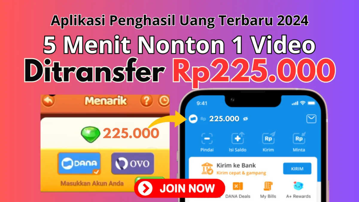 5 Menit Nonton 1 Video Ditransfer Saldo Rp225.000 Hanya di Aplikasi Penghasil Uang Ini