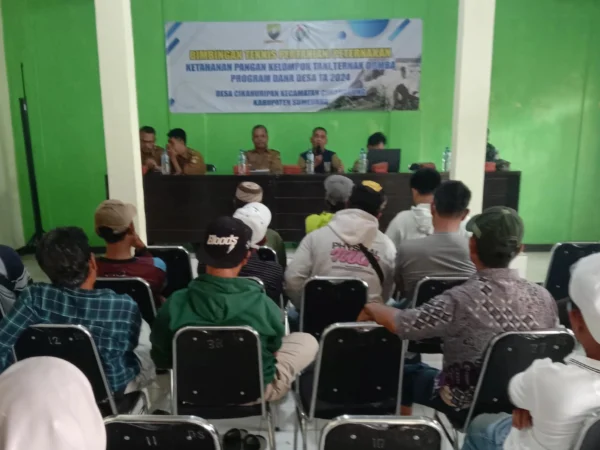 Sejumlah warga yang tergabung dalam kelompok ternak, tengah diberikan pelatihan oleh Pemdes Cikahuripan, Kecamatan Cimanggung, Kabupaten Sumedang melalui UPTD Pertanian dan Peternakan. (Jabar Ekspres)